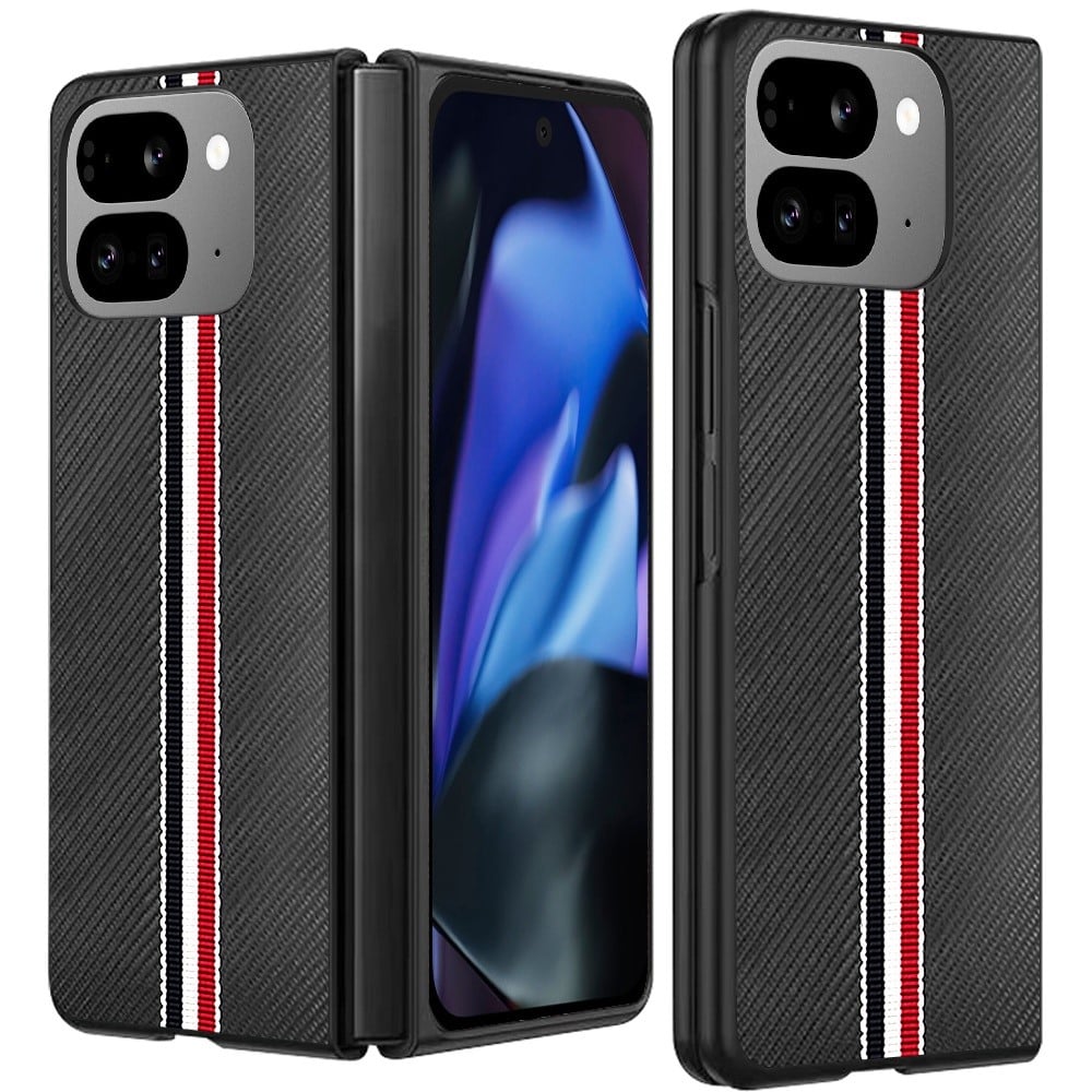 For Google Pixel 10 Pro Fold Velvet Fabric Flip Phone Premium PU Vegan Leather Cover Case - Black