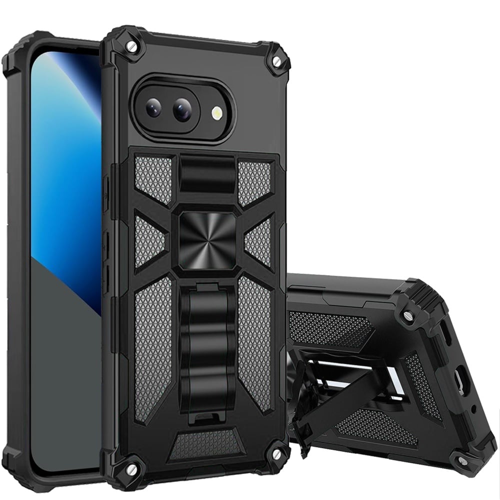 For Google Pixel 10a Machine Design Hybrid with Kickstand - Black