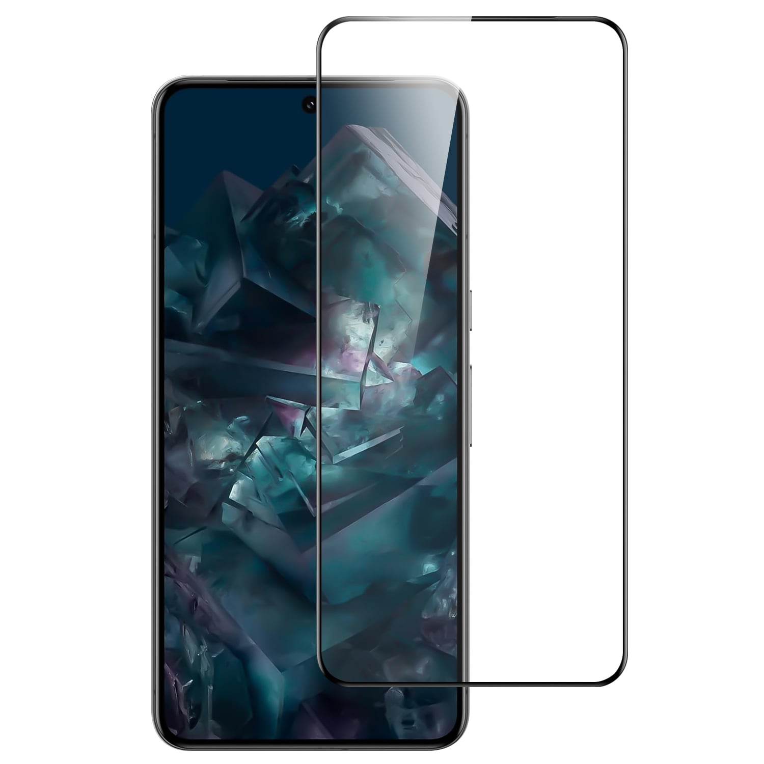 For Google Pixel 8 Pro 5G Bulk White Paper Card Package Black edged Tempered Glass (Black)