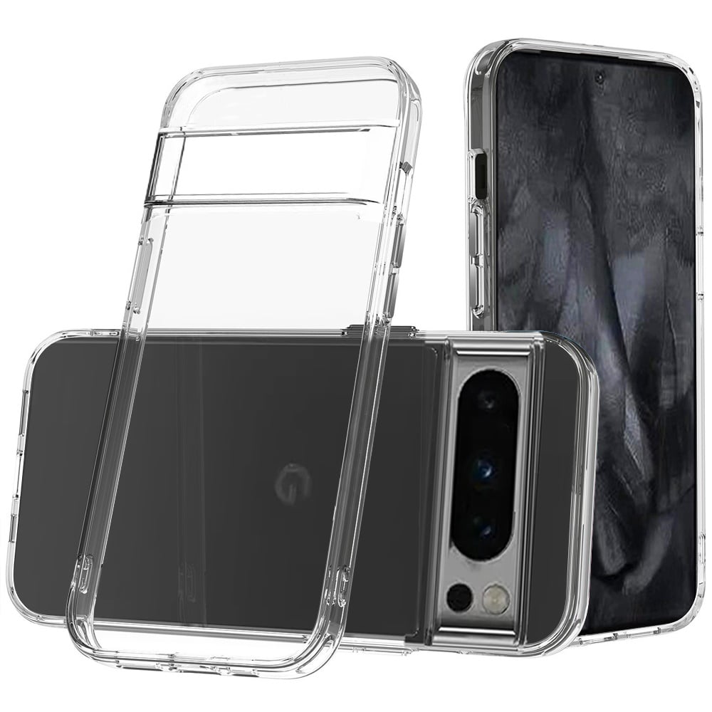 For Google Pixel 8 Pro 5G PURE CRYSTAL Transparent Thick 2.0mm ShockProof Chromed Buttons Case Cover