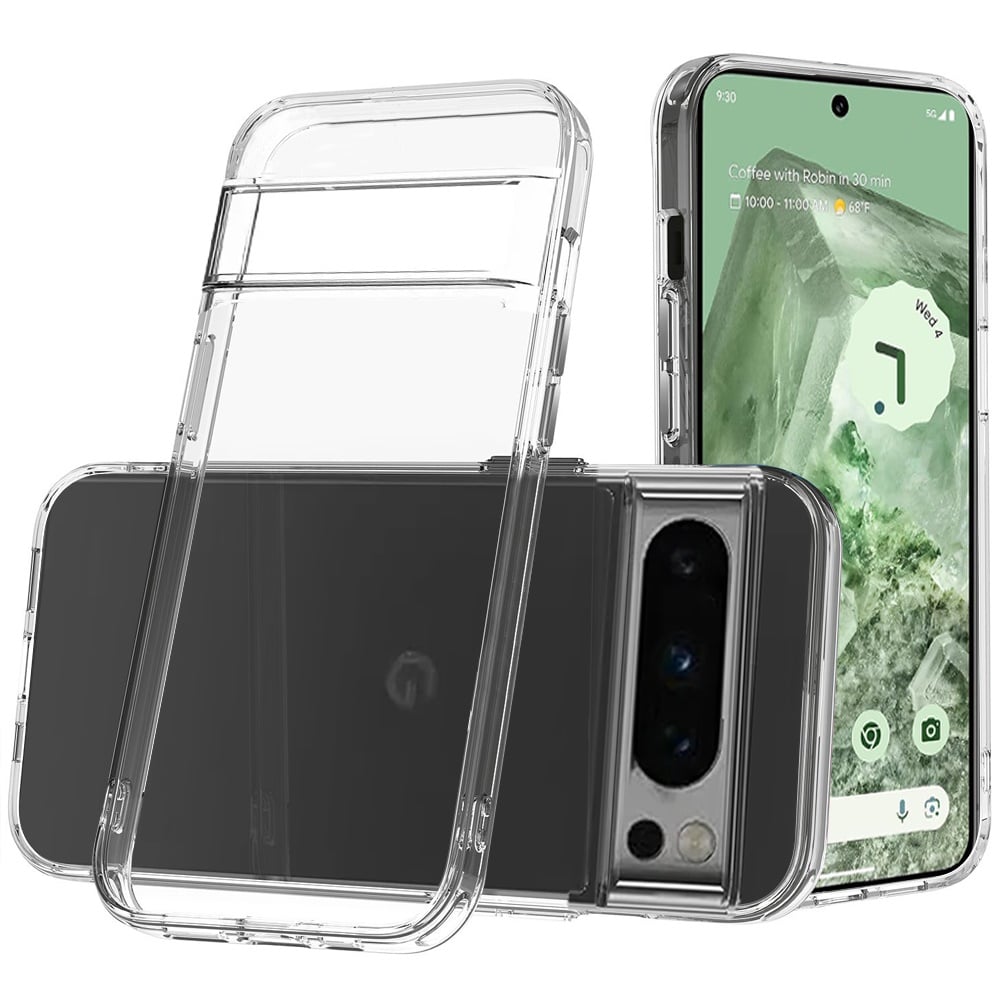 For Google Pixel 9 6.3inch PURE CRYSTAL Transparent Thick 2.0mm ShockProof Chromed Buttons Case Cove