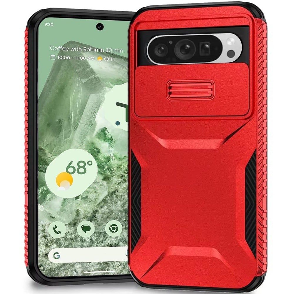 For Google Pixel 9 6.3inch Ultimate U Design Hybrid with Camera Window Covering - Red