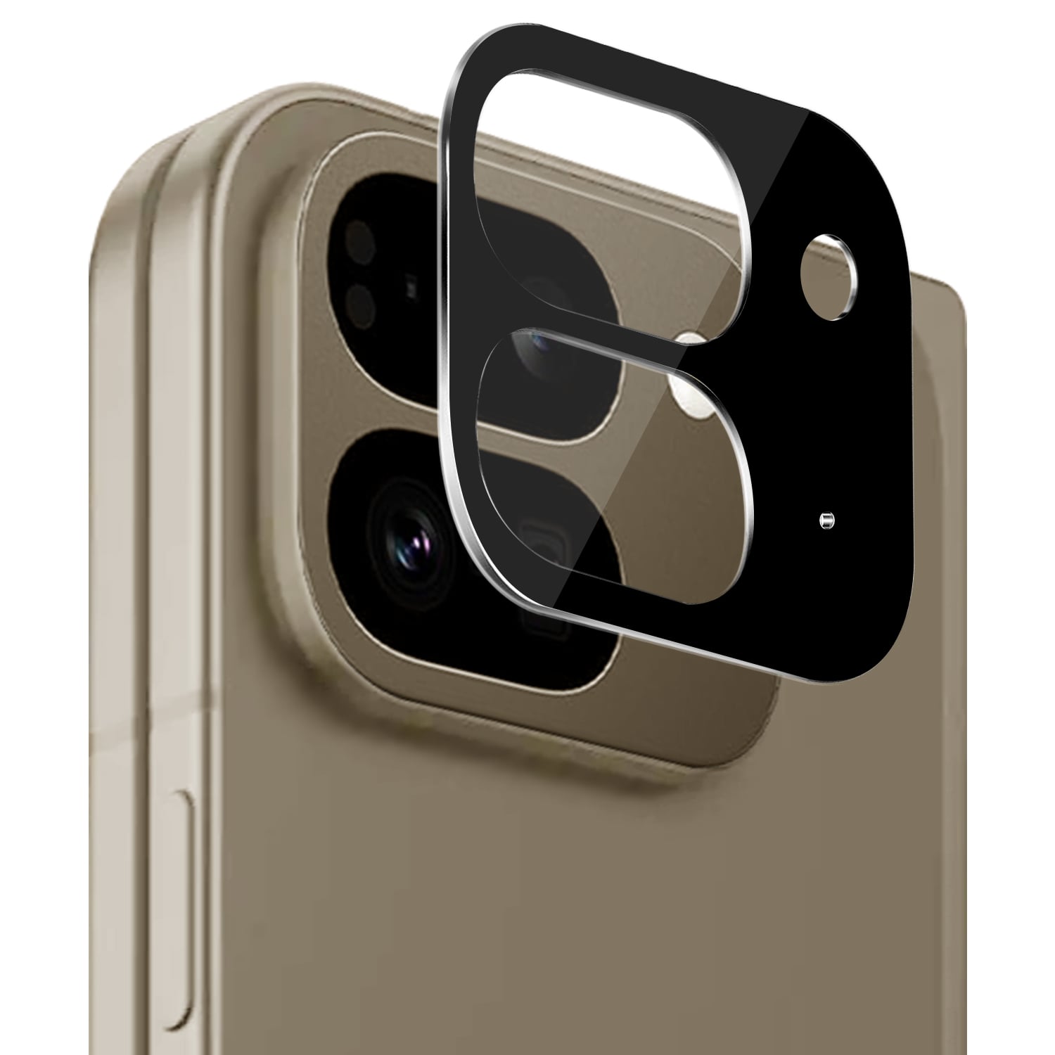 For Google Pixel 9 Pro Fold Camera Lens Colored Edge Tempered(2.5D) - Black