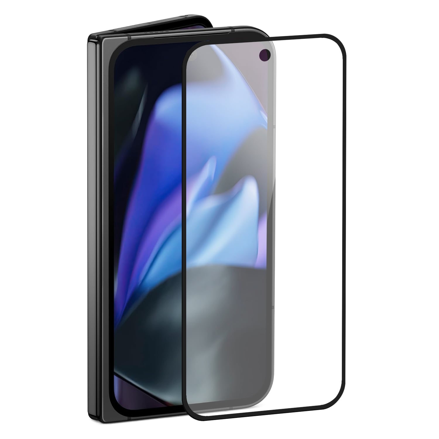 For Google Pixel 9 Pro Fold Bulk White Paper Card Package Black edged Tempered Glass (Black)