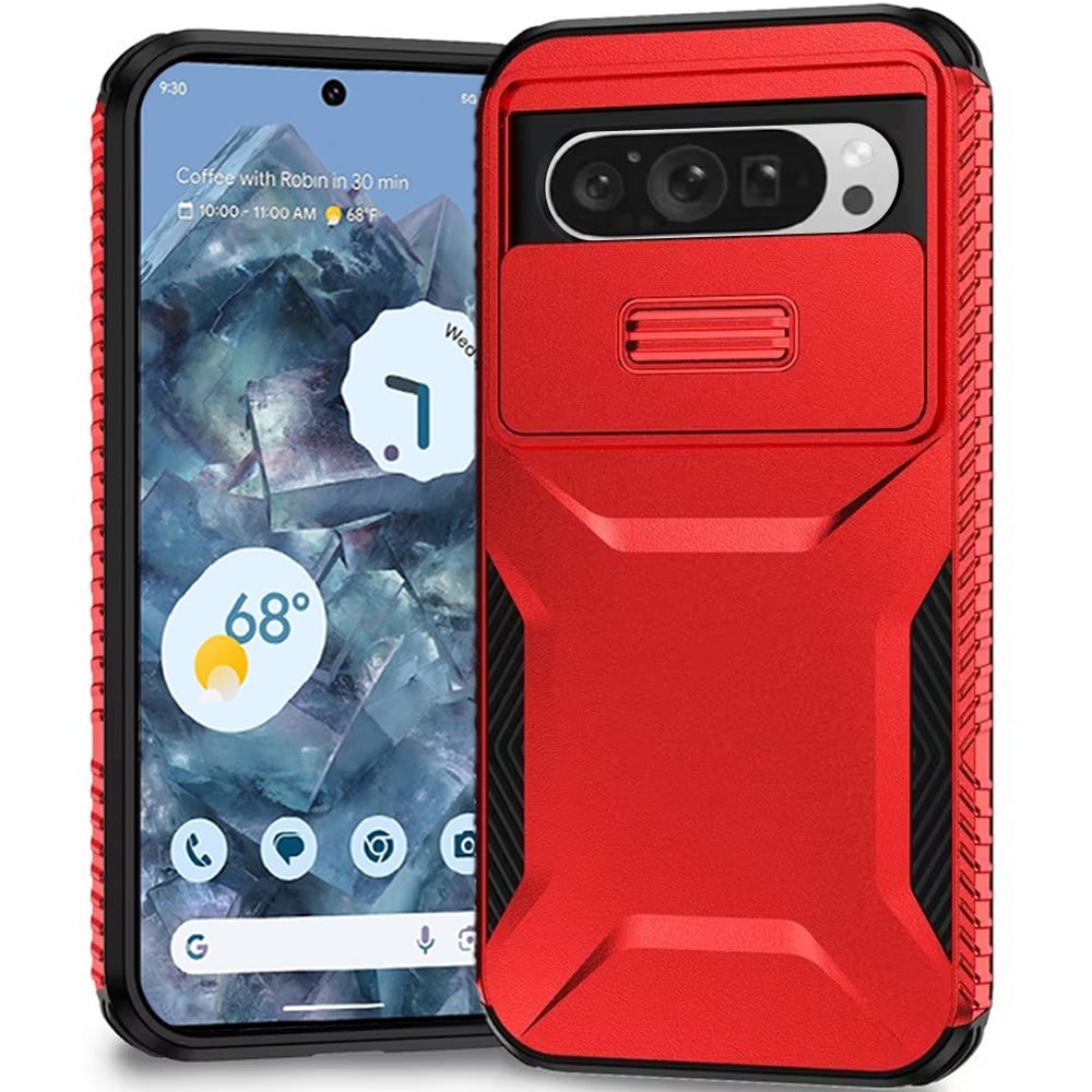 For Google Pixel 9 Pro 6.8inch Ultimate U Design Hybrid with Camera Window Covering - Red