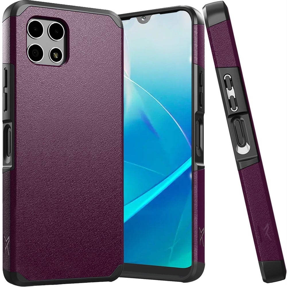 For REVVL 7 5G Tough Strong Hybrid (Magnet Mount Friendly) Case Cover - Dark Purple