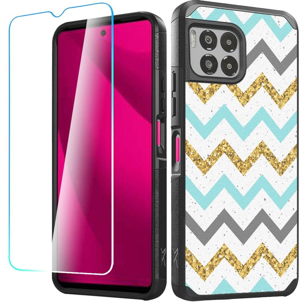 For REVVL 7 Pro 5G Tough Strong MetKase Hybrid (Magnet Mount Friendly) + Tempered Glass Case Cover -