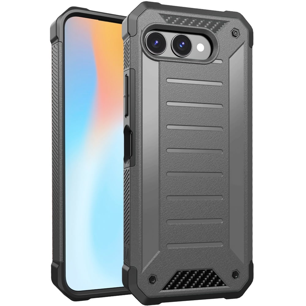 For Revvl 8 Premium Tough Lined Design Hybrid Case Cover - Charcoal Grey