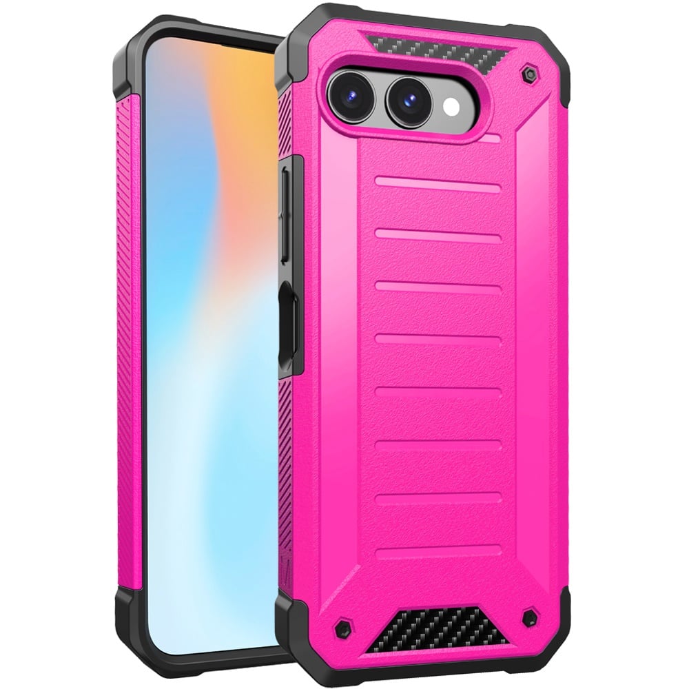 For Revvl 8 Premium Tough Lined Design Hybrid Case Cover - Hot Pink