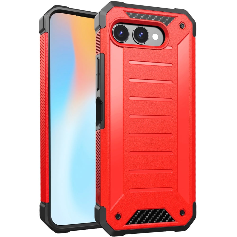 For Revvl 8 Premium Tough Lined Design Hybrid Case Cover - Red