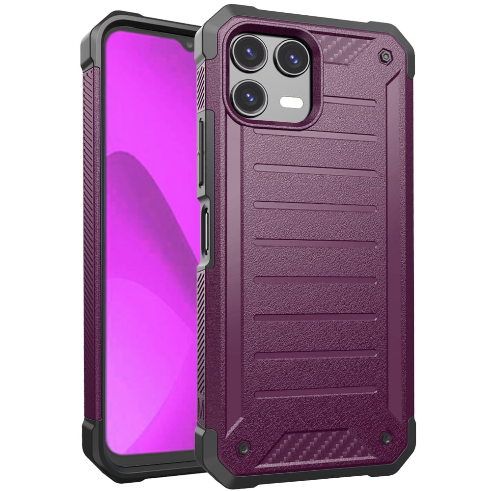 For Revvl 8 Pro Premium Tough Lined Design Hybrid Case Cover - Dark Purple