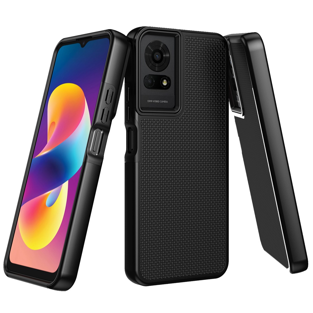 For TCL 50 LE Texturized Dotted Design Hybrid Case - Black