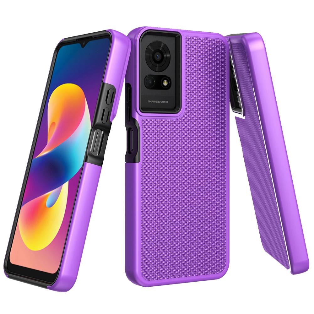 For TCL 50 LE Texturized Dotted Design Hybrid Case - Dark Purple
