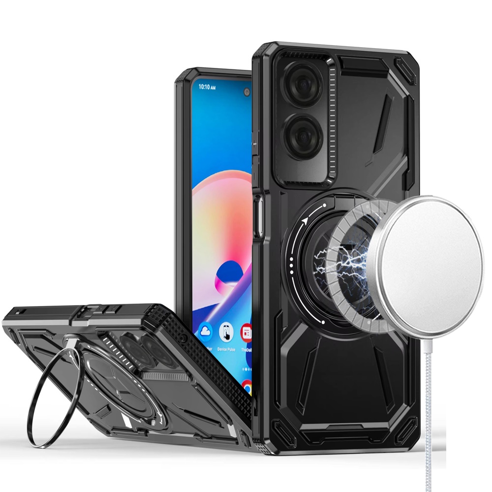 For TCL 50 SE Loop Hybrid with [Magnetic Ring Circle] 360 degrees Rotational Kickstand Case Cover -