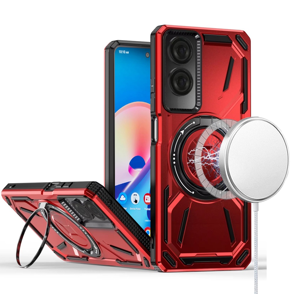 For TCL 50 SE Loop Hybrid with [Magnetic Ring Circle] 360 degrees Rotational Kickstand Case Cover -