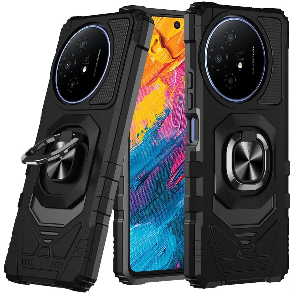 For TCL 60 XE Robotic Hybrid with Magnetic Ring Stand Case Cover - Black