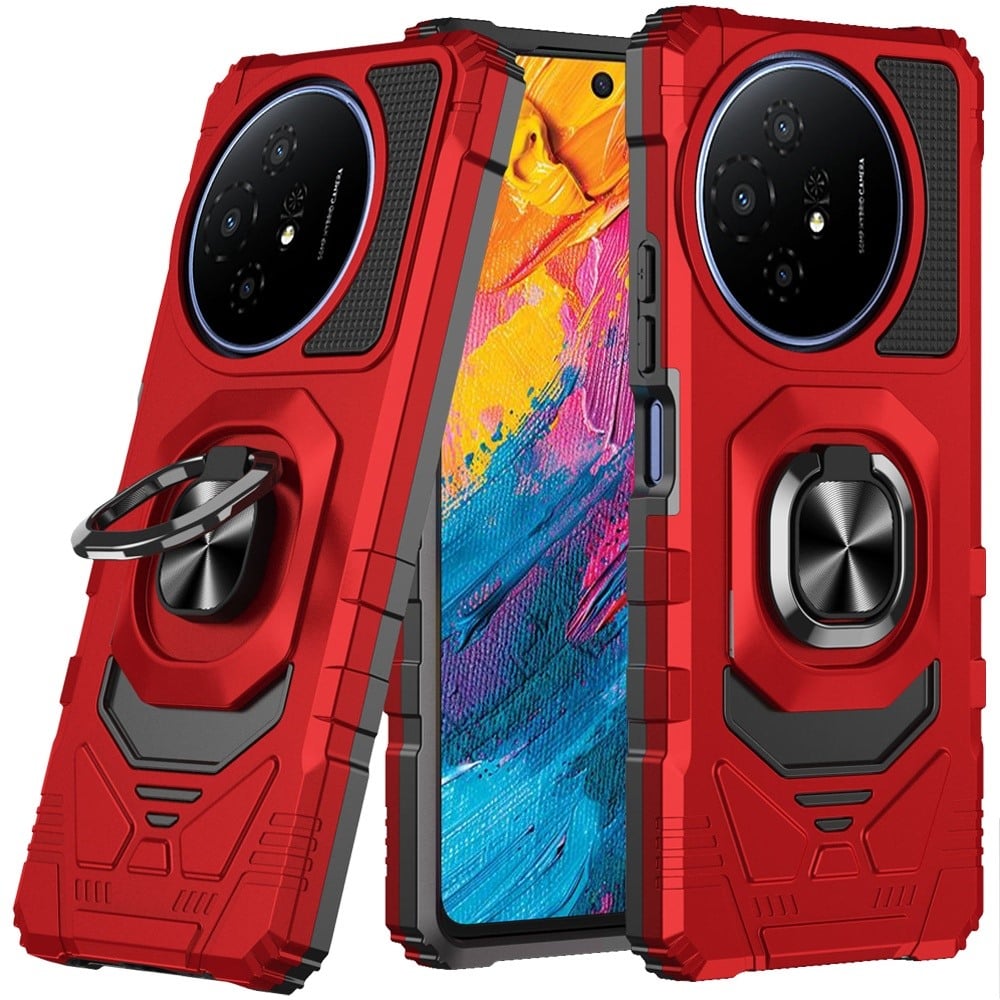 For TCL 60 XE Robotic Hybrid with Magnetic Ring Stand Case Cover - Red