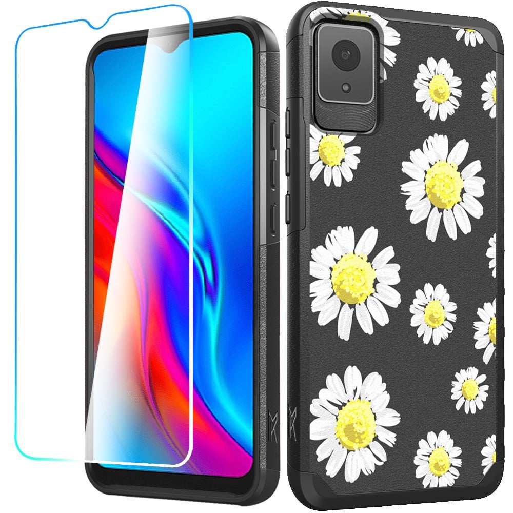 For TCL K11 Tough Strong MetKase Hybrid (Magnet Mount Friendly) + Tempered Glass Case Cover - Chamom