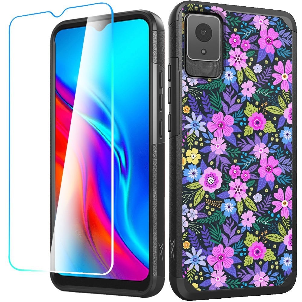 For TCL K11 Tough Strong MetKase Hybrid (Magnet Mount Friendly) + Tempered Glass Case Cover - Mystic