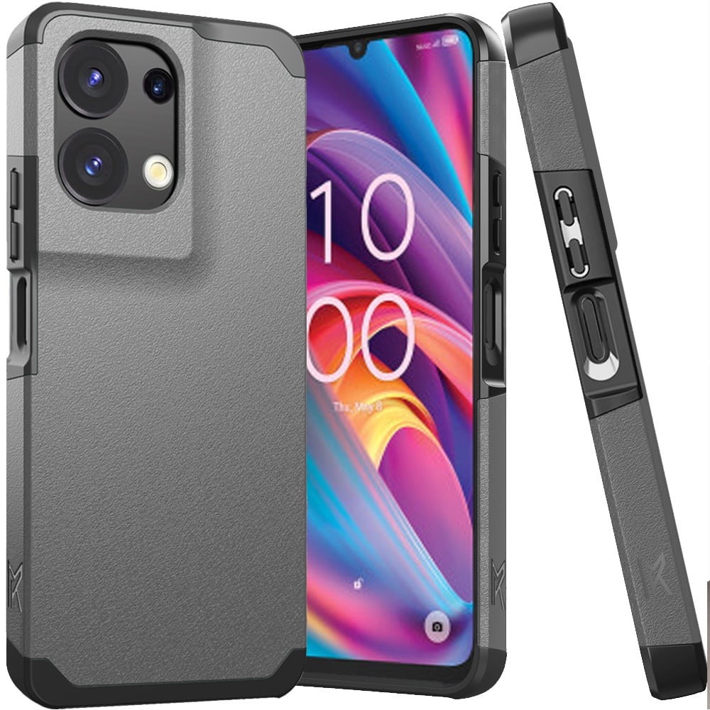 For TCL K32 / K33 5G Tough Strong Hybrid (Magnet Mount Friendly) Case Cover - Charcoal Grey
