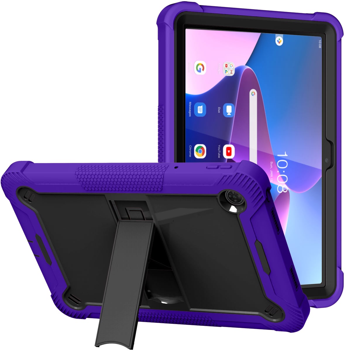 For TCL Tab 10L Gen3 8193A Tough Tablet Strong Kickstand Hybrid Case Cover - Purple