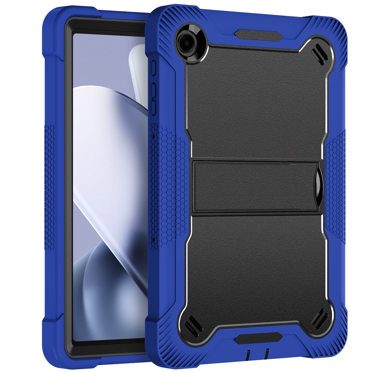 For TMobile Revvl Tab 2 Tough Tablet Strong Kickstand Hybrid Case Cover - Dark Blue