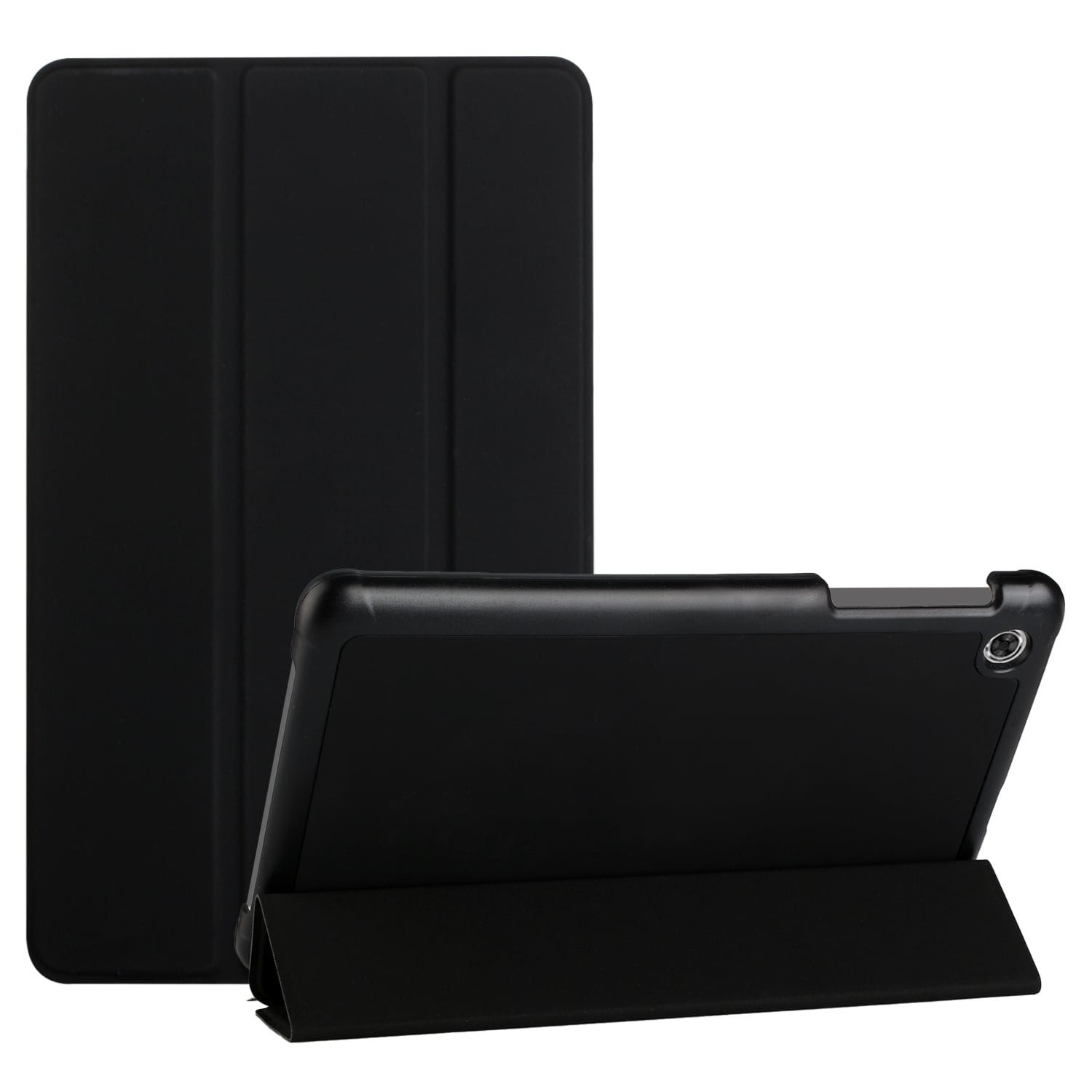 For Alcatel joy tab 2 Trifold Magnetic Closure PU Leather Case Cover - Black