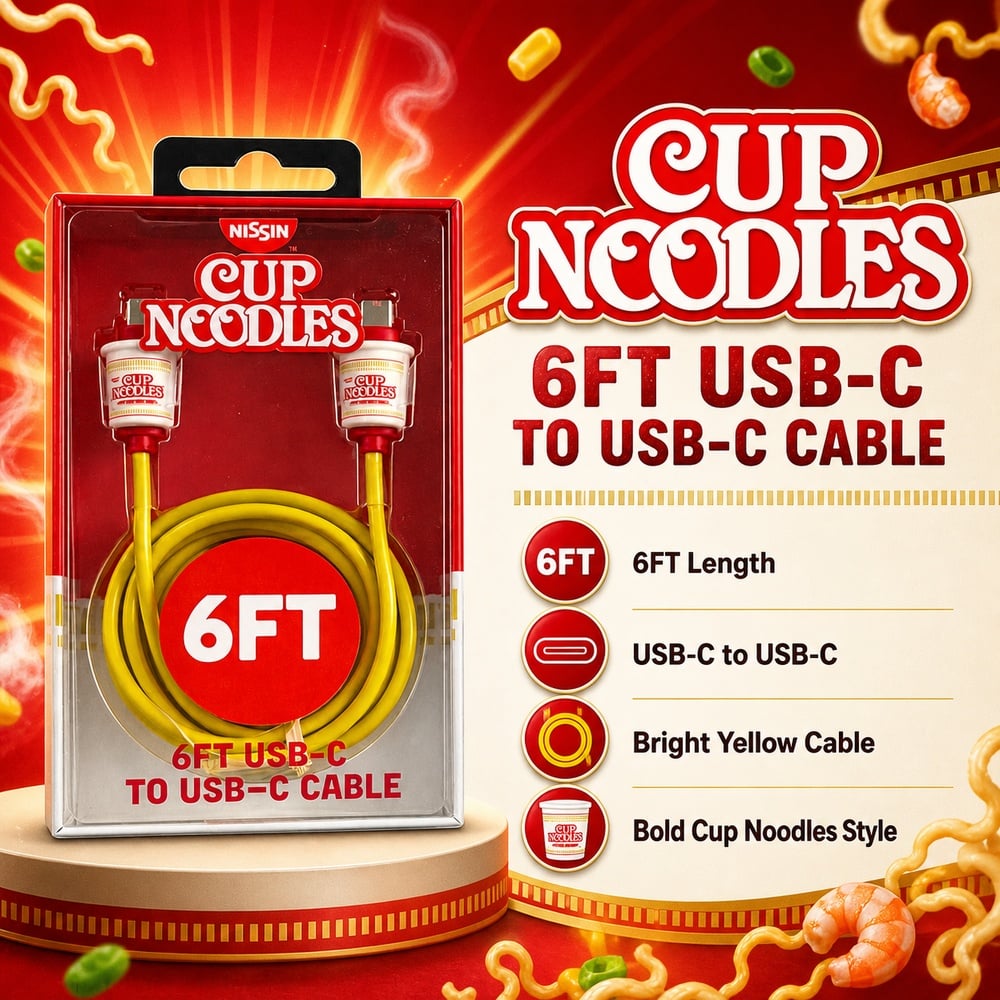 LICENSED 6FT C TO C CHARGING CABLE - CUP NOODLES (D17)