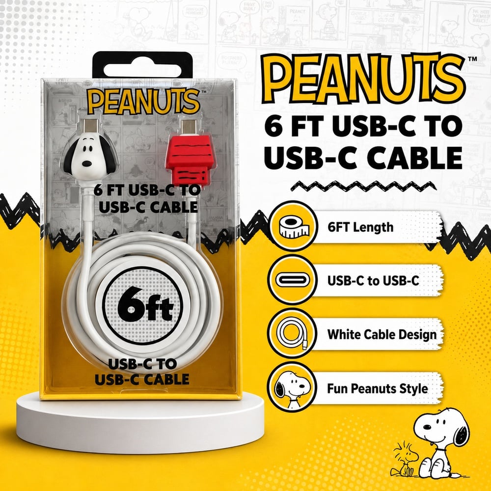LICENSED 6FT C TO C CHARGING CABLE - PEANUTS (D17 PEANUTS 6)
