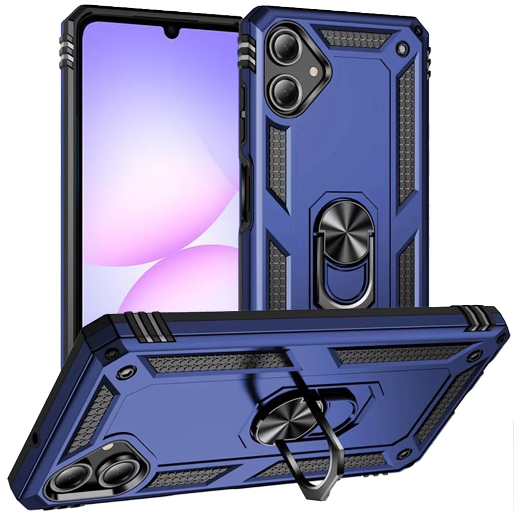 For Samsung A07 5G Ring Magnetic Kickstand Hybrid Case Cover - Blue
