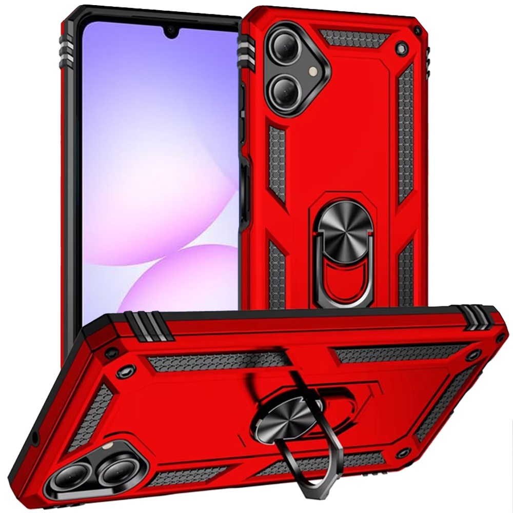 For Samsung A07 5G Ring Magnetic Kickstand Hybrid Case Cover - Red