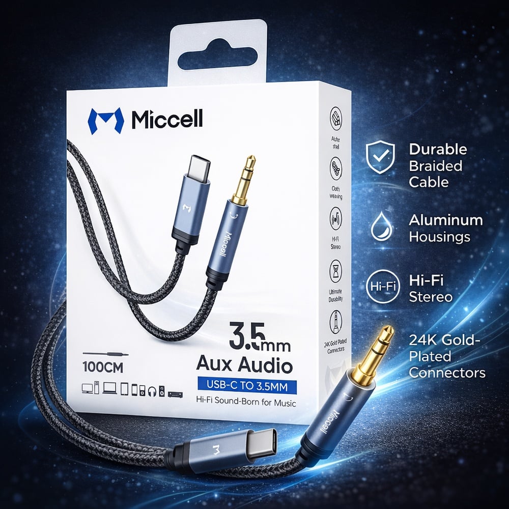 MICCELL [CABLE] (TypeC 3.3FT 1M GRAY) - BRAIDED - (LANE B18 ITEM 22)