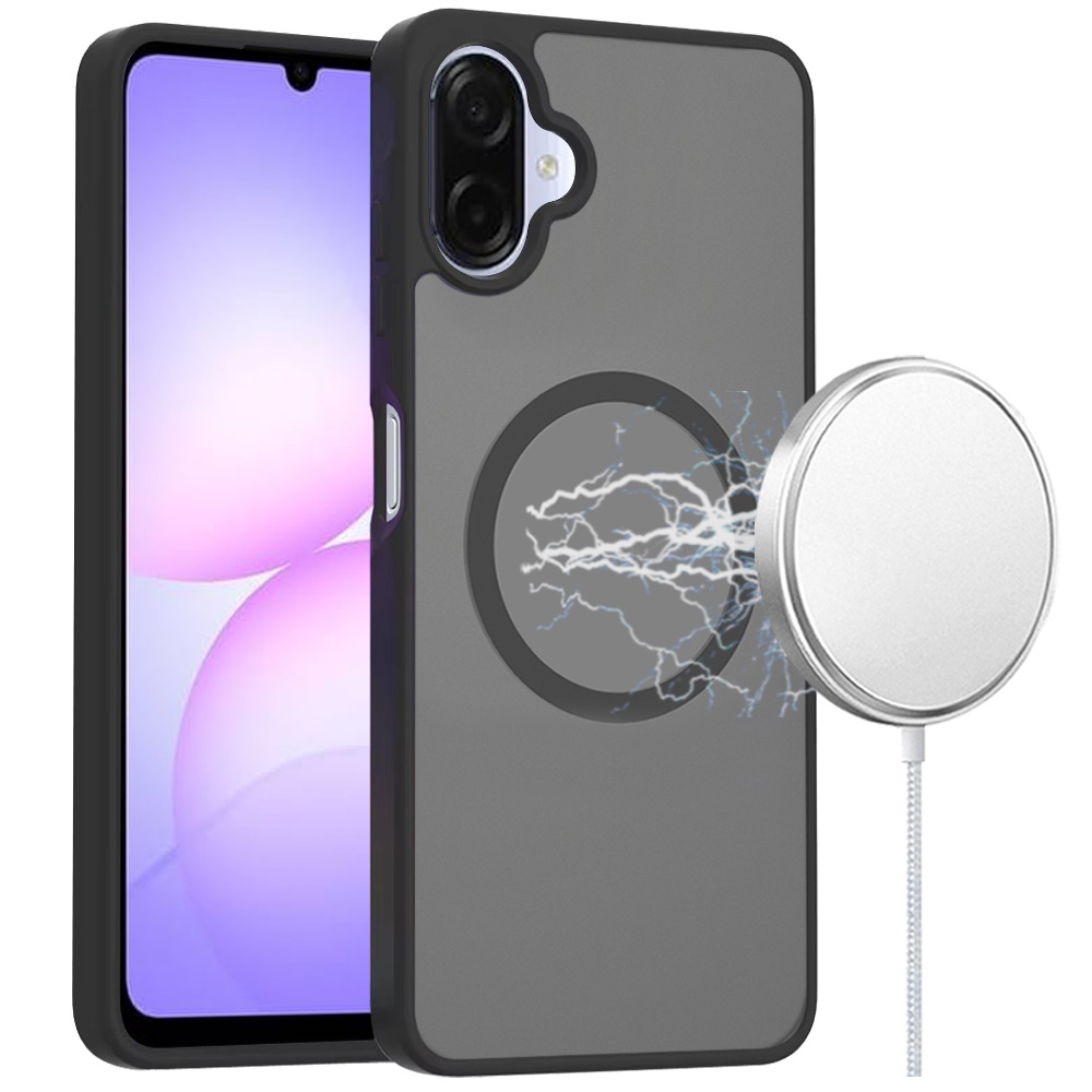 For Samsung A07 5G [Magnetic Circle] Smooth Safe Matte Feel Hybrid Case - Black