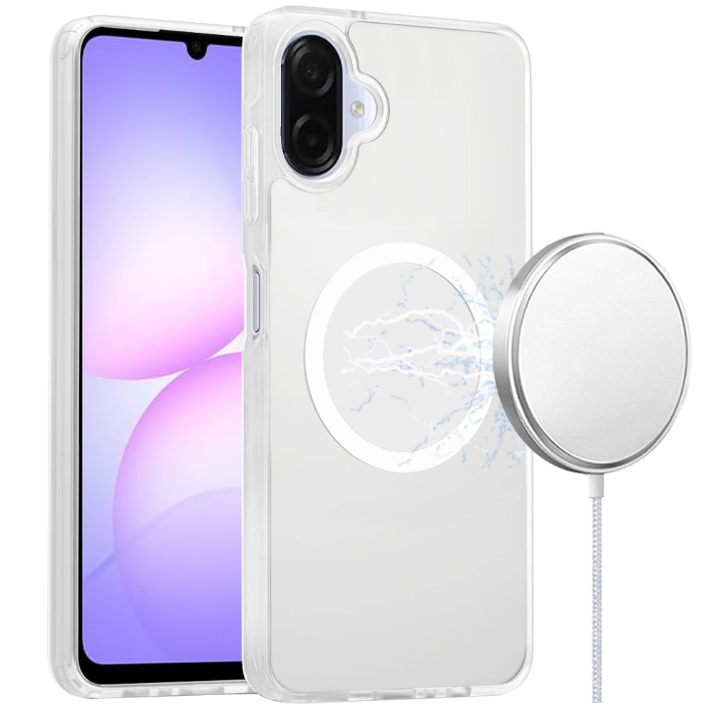 For Samsung A07 5G [Magnetic Circle] Smooth Safe Matte Feel Hybrid Case - Clear