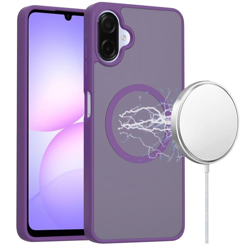 For Samsung A07 5G [Magnetic Circle] Smooth Safe Matte Feel Hybrid Case - Dark Purple