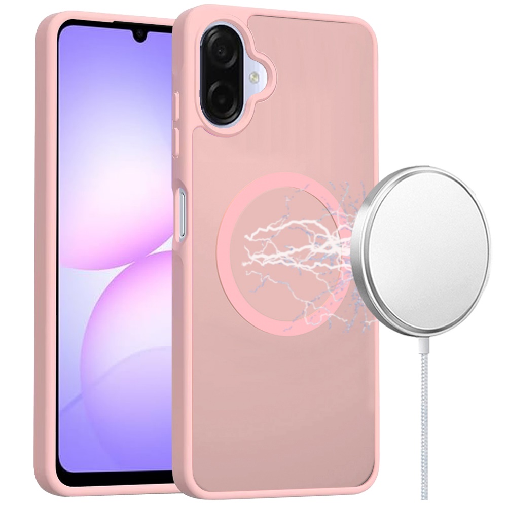 For Samsung A07 5G [Magnetic Circle] Smooth Safe Matte Feel Hybrid Case - Light Pink