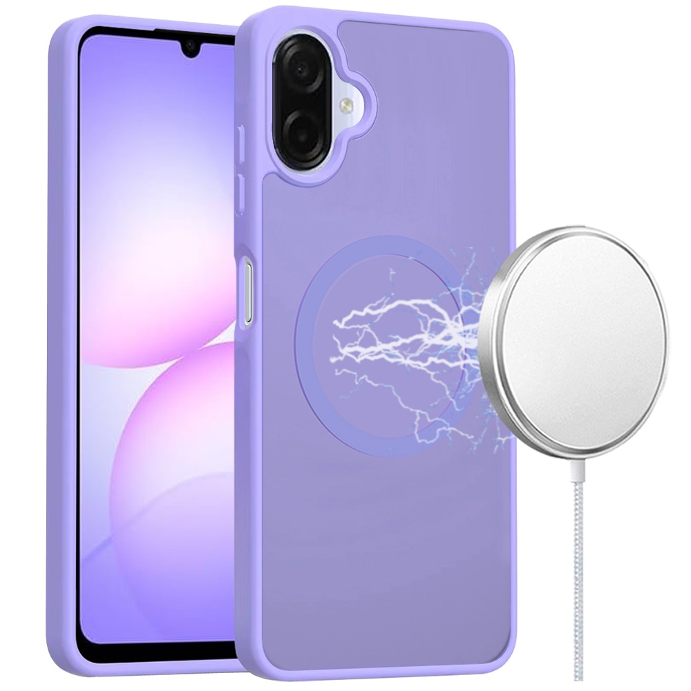 For Samsung A07 5G [Magnetic Circle] Smooth Safe Matte Feel Hybrid Case - Light Purple