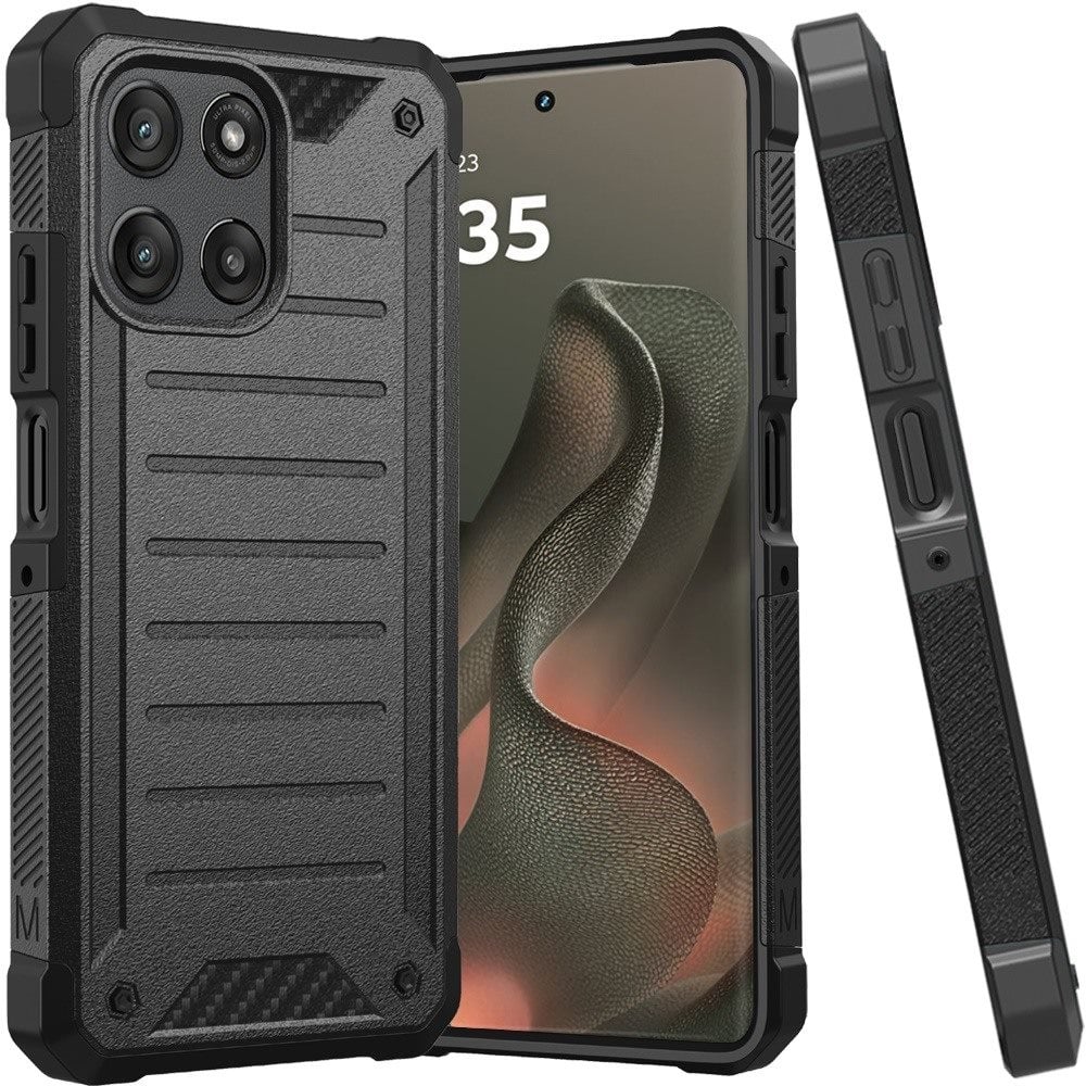 For Motorola Moto Edge 2026 Premium Tough Lined Design Hybrid Case Cover - Black