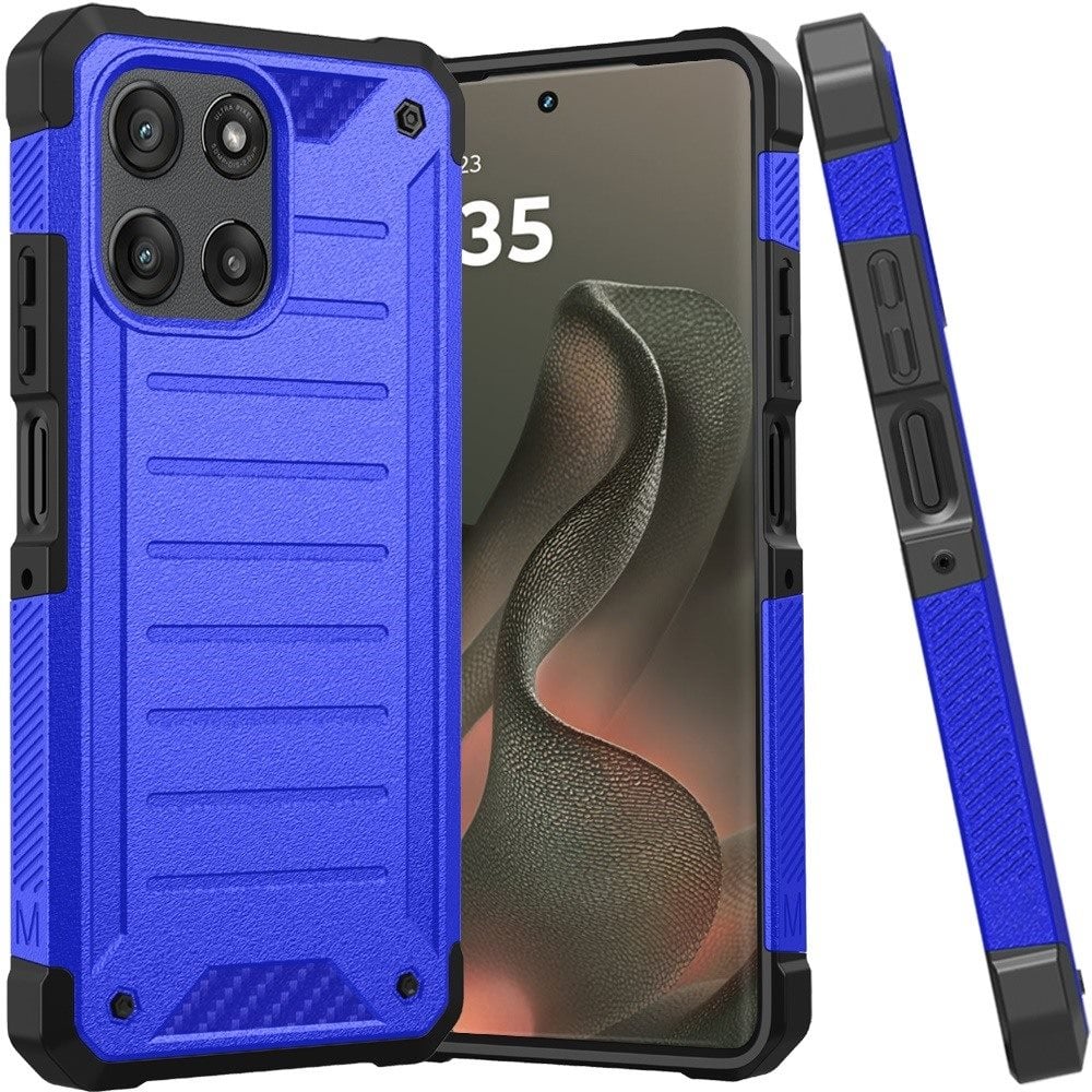 For Motorola Moto Edge 2026 Premium Tough Lined Design Hybrid Case Cover - Blue
