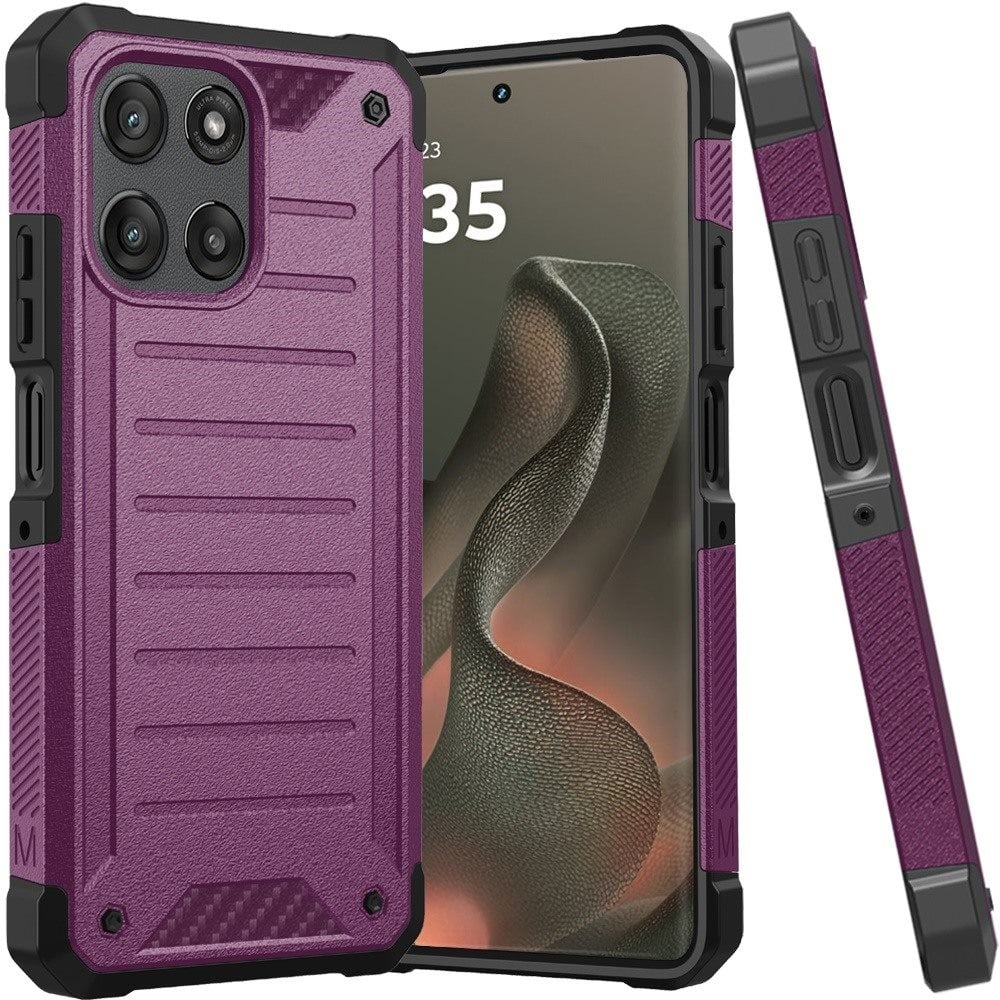 For Motorola Moto Edge 2026 Premium Tough Lined Design Hybrid Case Cover - Dark Purple