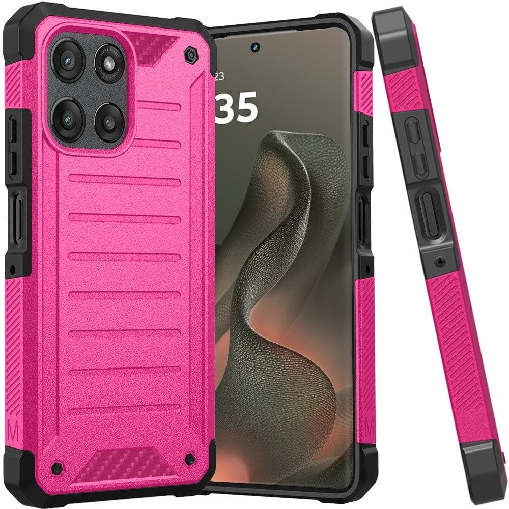 For Motorola Moto Edge 2026 Premium Tough Lined Design Hybrid Case Cover - Hot Pink