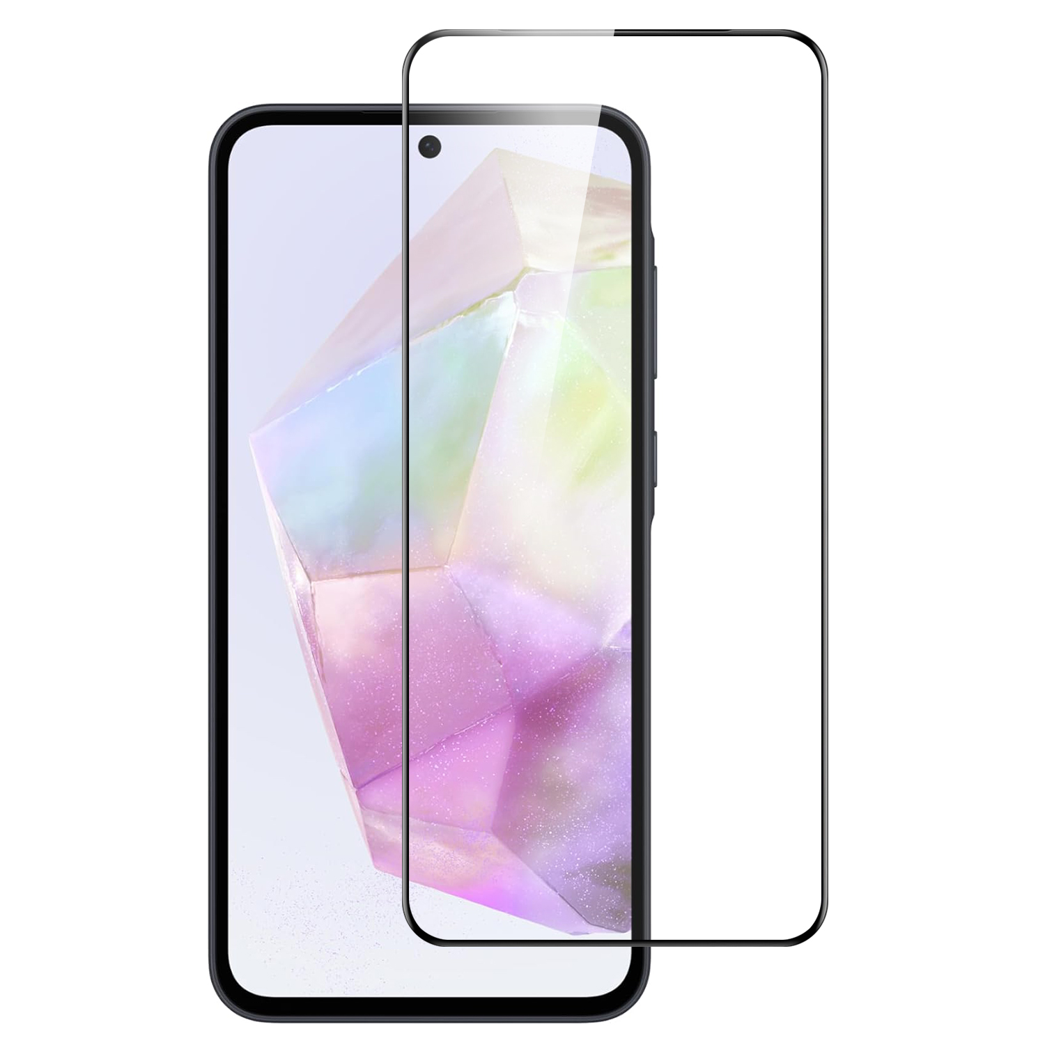 For Samsung Galaxy A27 Bulk White Paper Card Package Black edged Tempered Glass (Black)