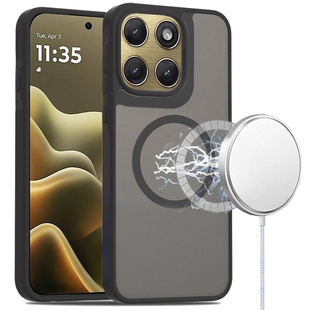 For Motorola Moto Edge 2026 [Magnetic Circle] Smooth Safe Matte Feel Hybrid Case - Black