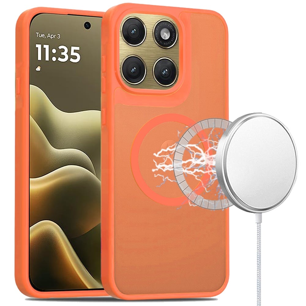 For Motorola Moto Edge 2026 [Magnetic Circle] Smooth Safe Matte Feel Hybrid Case - Cosmic Orange