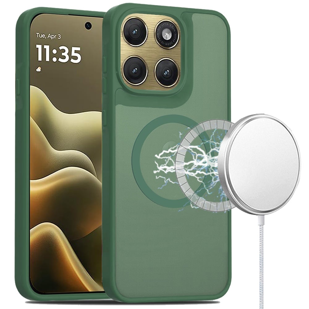 For Motorola Moto Edge 2026 [Magnetic Circle] Smooth Safe Matte Feel Hybrid Case - Midnight Green