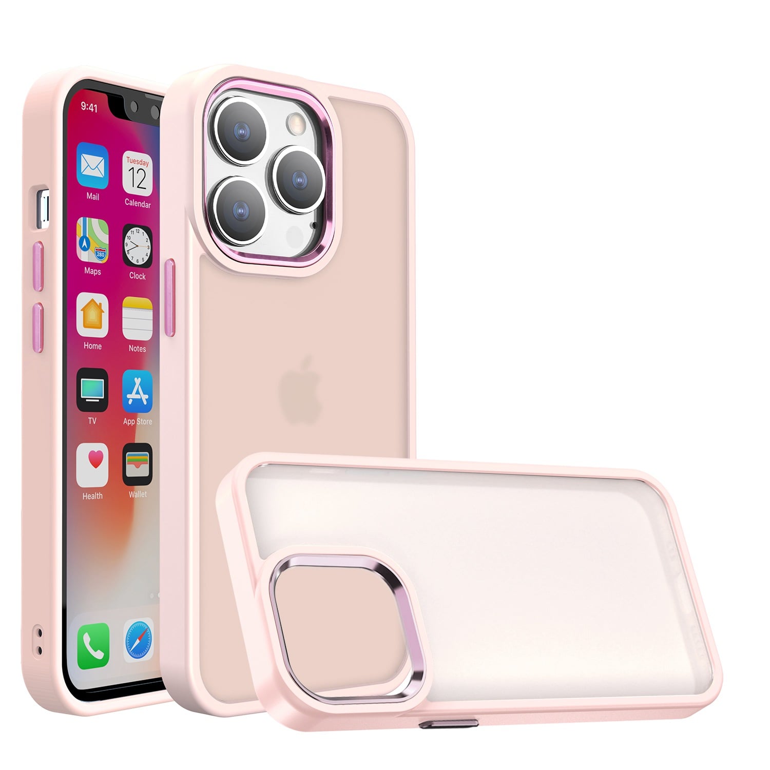 For Apple iPhone XR Polished Oil Thick Acrylic Metal Button Hybrid Case Cover - Light Pink