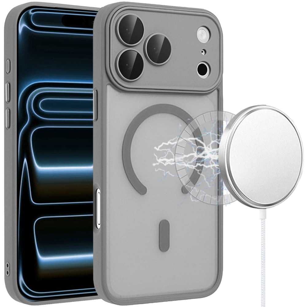 For Samsung Galaxy A27 Matte Frosted Magnetic Hybrid Case with Covered Camera Protection - Gray