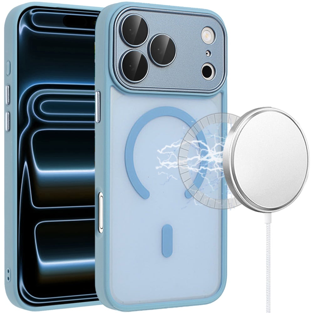 For Samsung Galaxy A27 Matte Frosted Magnetic Hybrid Case with Covered Camera Protection - Light Blu