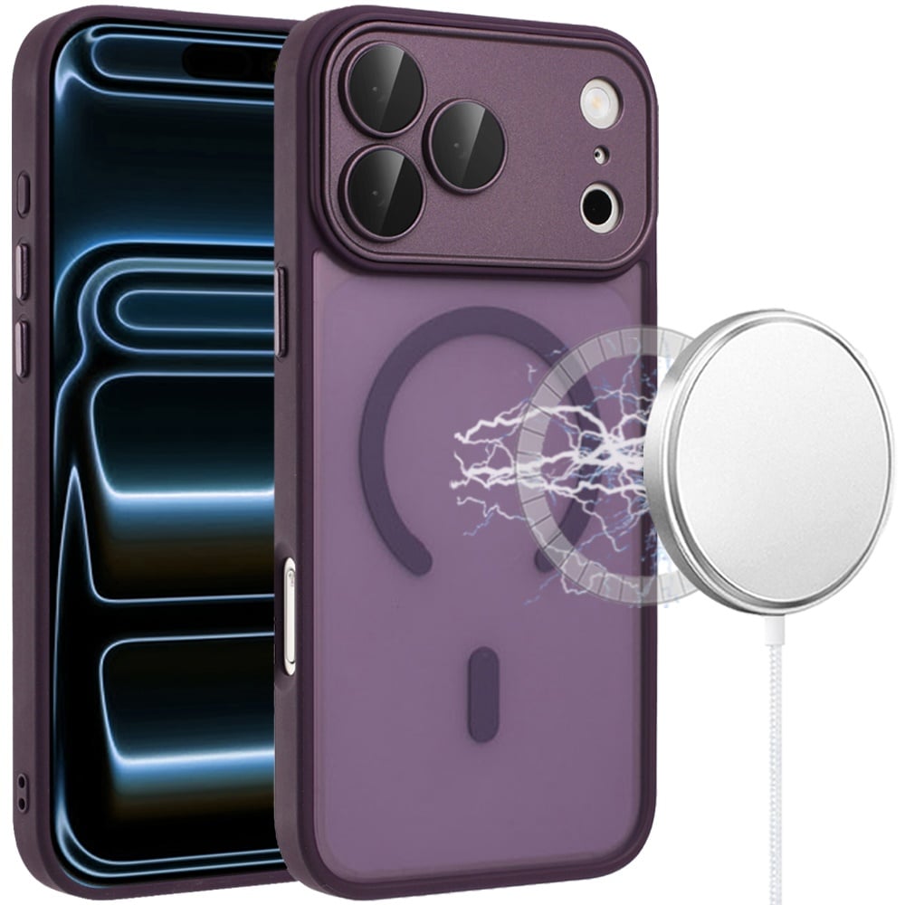 For Samsung Galaxy A27 Matte Frosted Magnetic Hybrid Case with Covered Camera Protection - Dark Purp