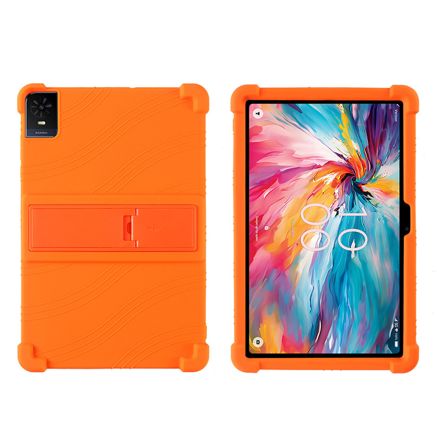 For TCL Tab 10 NXT Thick Shockproof Silicone Tablet Case with Detachable Stand - Orange